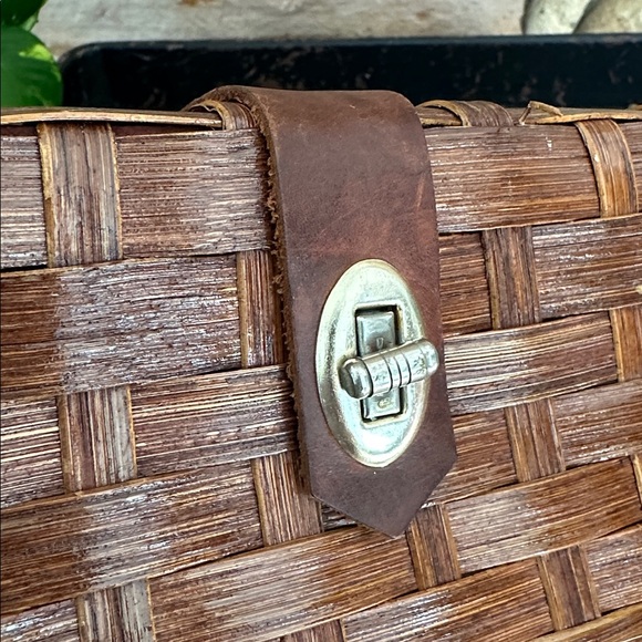 Simon Straw Bags Vintage basket, weave wicker purse with leather - Picture 14 of 16